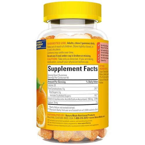 Nature Made Vitamin C 250 mg Per Serving, Dietary Supplement for Immune Support, Vitamin C Gummies for Adults, 80 Gummies, 40 Day Supply - görsel 16