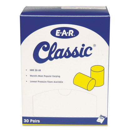 3M E-A-R Classic Ear Plugs, Uncorded, Disposable Foam, NRR 29, 30 Pairs/Box, Yellow