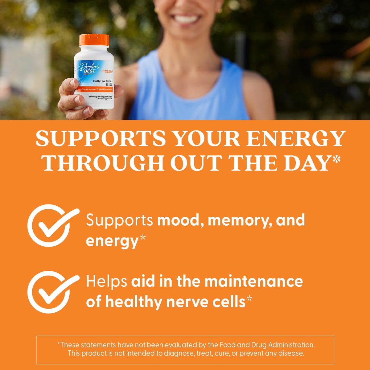 Doctor's Best Fully Active B12 1500 mcg, Non-GMO, Vegan, Gluten Free, Supports Healthy Memory, Mood and Circulation, 60 Count - görsel 5