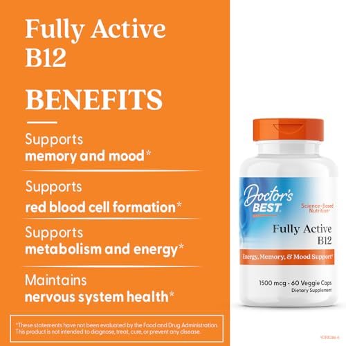 Doctor's Best Fully Active B12 1500 mcg, Non-GMO, Vegan, Gluten Free, Supports Healthy Memory, Mood and Circulation, 60 Count - görsel 4