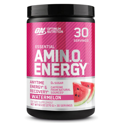 Optimum Nutrition Amino Energy – Pre-Workout mit grünem Tee, BCAA, Aminosäuren, keto-freundlich, grüner Kaffee-Extrakt, Energiepulver – Wassermelone, 30 Portionen (Verpackung kann variieren)