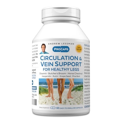ANDREW LESSMAN Circulation, Vein Support for Healthy Legs 60 Capsules - High Bioactivity Diosmin, Butcher's Broom, Visibly Reduces Swelling and Discomfort in Feet, Ankles, Calves, Legs - görsel 2