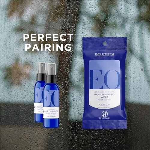 EO Organic Hand Sanitizer Wipes Lavender – Bamboo Wipes: Biodegradable and renewable bamboo material is gentle on – Image 2