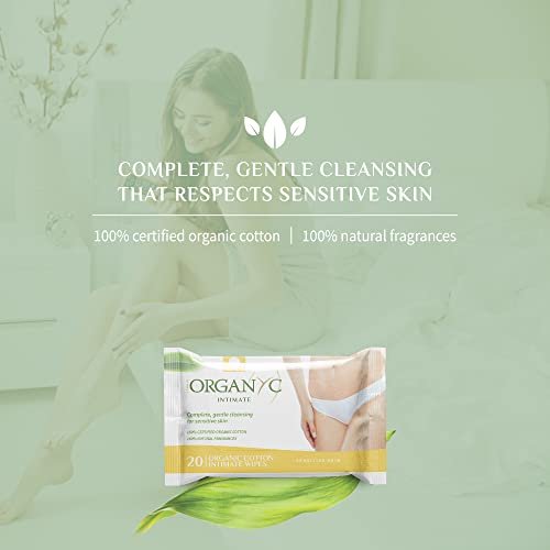 Organyc - Made with Organic Cotton Intimate Wet Wipes For Sensitive Skin, pH Balanced, No Parabens, Alcohol, or Chlorine, 20 Count (Pack of 1) - görsel 6