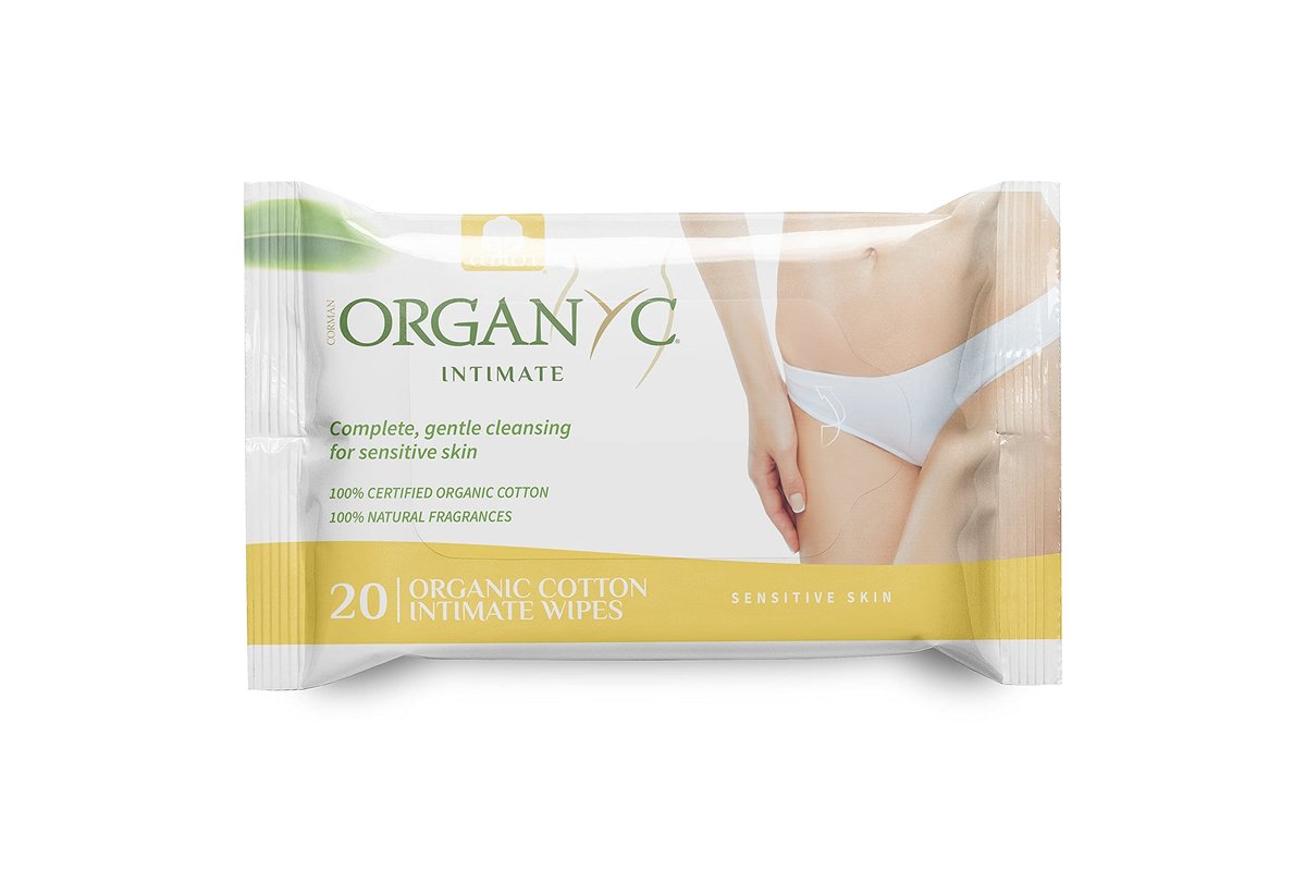 Organyc - Made with Organic Cotton Intimate Wet Wipes For Sensitive Skin, pH Balanced, No Parabens, Alcohol, or Chlorine, 20 Count (Pack of 1) - görsel 1