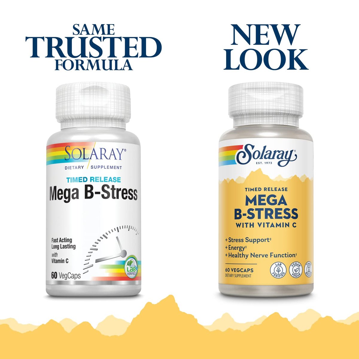 SOLARAY Mega Vitamin B-Stress, Timed-Release Vitamin B Complex with 1000 mg of Vitamin C for Stress, Energy, Red Blood Cell & Immune Support, 60 Day Guarantee, Vegan, 20 Servings, 60 VegCaps - görsel 4