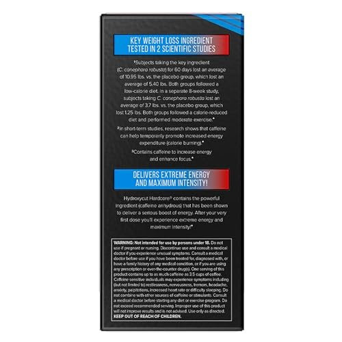 Hydroxycut Hardcore - Thermogenic Supplement - Energy & Metabolism Support - 265 mg Caffeine Anhydrous, Green Coffee Extract - Rapid Release Capsules - 60 Count - görsel 9