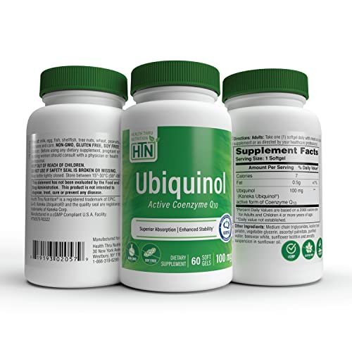 Health Thru Nutrition Ubiquinol 100mg 60 Softgels as Kaneka QH Reduced CoQ-10 | Stabilized - 3rd Party Tested | Enhanced Bioavailability | Cardiovascular & Mitochondria Function Support | Non-GMO - görsel 6
