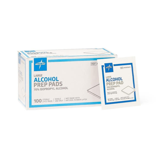 Medline Sterile Alcohol Prep Pads, Large, 100 Count