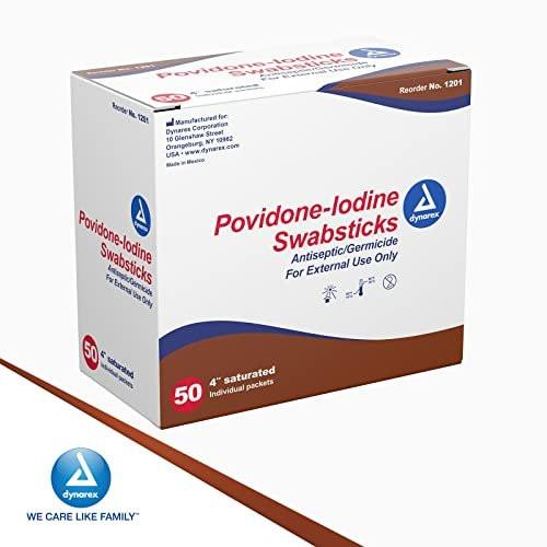 Dynarex Povidone Iodine Swabsticks, 50 Count - Antiseptic Swabsticks for Skin Preparation, Individually Wrapped in Foil Pack, Brown - görsel 7