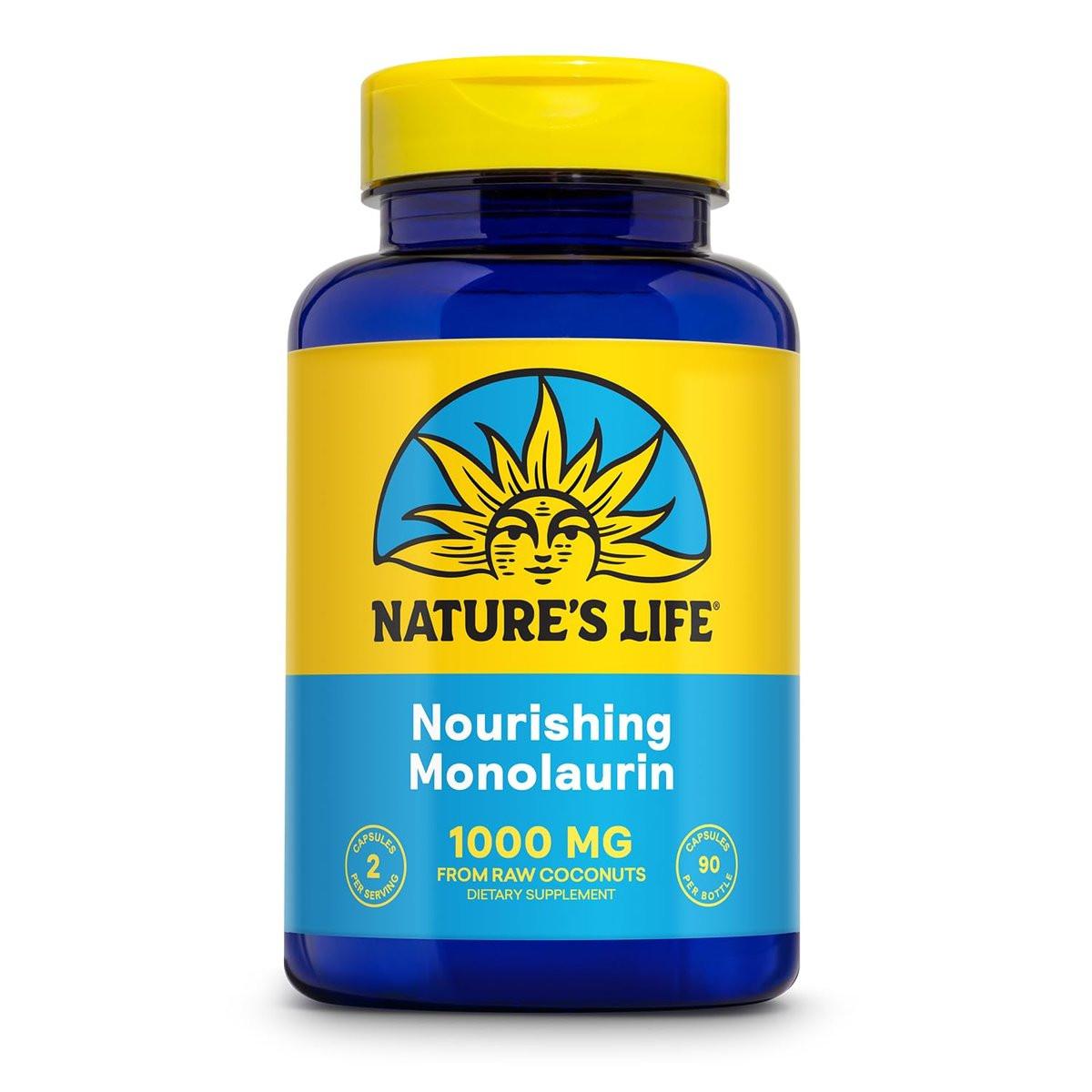 Nature's Life Monolaurin 1000 mg, Nourishing Monolaurin from Natural Raw Coconut, Immune Support Supplement, Gut Health, Balanced Gut Flora, 60-Day Guarantee, 45 Servings, 90 Vegetarian Capsules - görsel 8