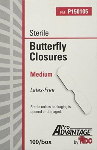 ProAdvantage Sterile Butterfly Closure Bandages, Medium, Latex-Free, 100 Count - görsel 1
