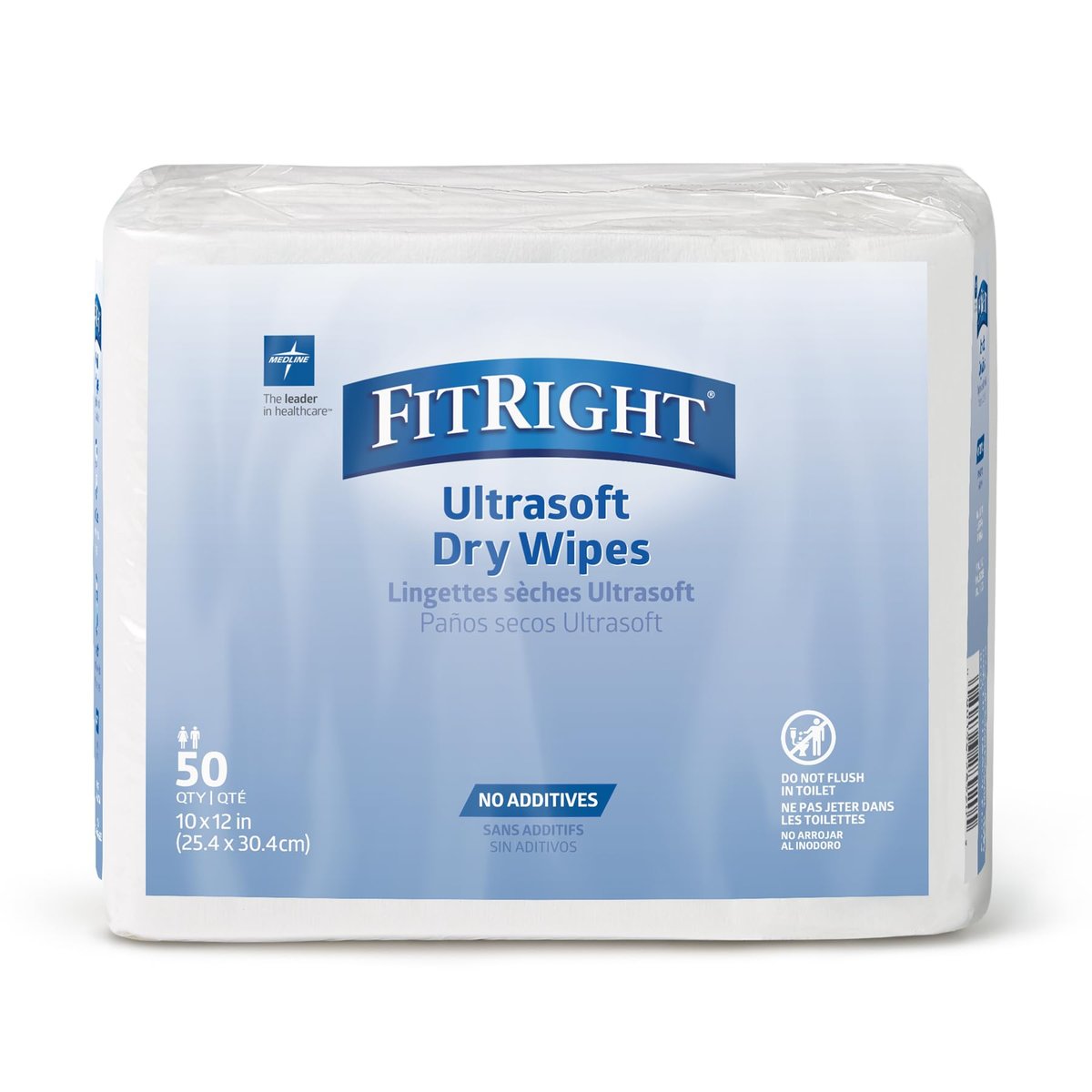 Medline Ultrasoft Absorbent Dry Cleansing Wipes, Hypoallergenic and Fragrance-Free, 10" x 13", 50 Count - görsel 12