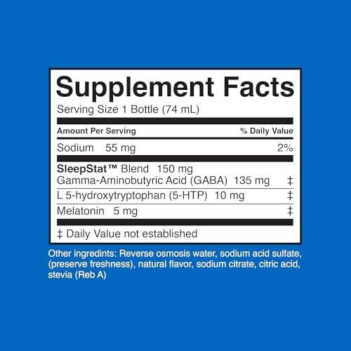 Dream Water Sleep Aid Supplement Drink; Melatonin 5mg, GABA, 5-HTP; Zero Sugar, Natural Flavors, No Added Colors, 2.5 oz Liquid Sleep Shots, Snoozeberry, 4-Count - görsel 1