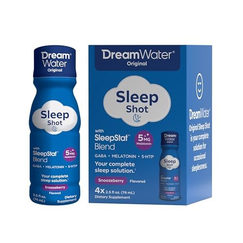Dream Water Sleep Aid Supplement Drink; Melatonin 5mg, GABA, 5-HTP; Zero Sugar, Natural Flavors, No Added Colors, 2.5 oz Liquid Sleep Shots, Snoozeberry, 4-Count - görsel 4