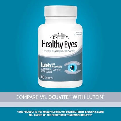 21st Century Healthy Eyes Lutein Eye Vitamin Supplement | 60 Day Supply | Vision & Macular Support with Antioxidants, Zinc & Vitamins A C E, Non-GMO | 34+ Year Brand
