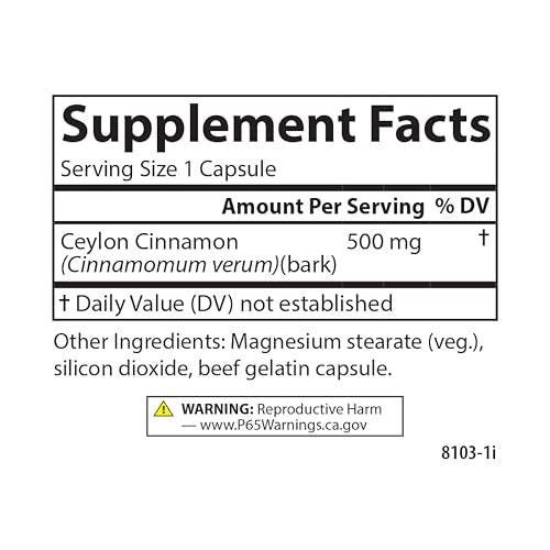 Carlson - Ceylon Cinnamon, Cinnamon Supplements, 500 mg, Cinnamon Extract Pills, Ceylon Cinnamon Capsules, 90 Capsules - görsel 5