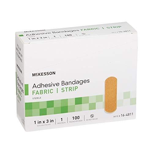 McKesson Adhesive Bandages, Sterile, Fabric Strip, 1 in x 3 in, 100 Count, 4 Packs, 400 Total - görsel 16