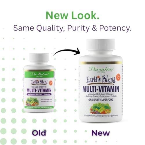 Paradise Herbs Earth's Blend Once Daily Multivitamin with Iron, 48 Organic Superfoods, Probiotics, Antioxidants, Vitamins A, B12, C, D, K2, 60 Capsules - görsel 8