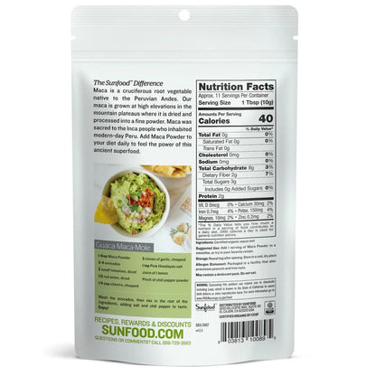 Sunfood Superfoods Organic Maca Powder for Men & Women - Maca Root Powder Organic with Adaptogens, Use in Smoothies & Other Recipes, Peruvian, Vegan - 8 Oz Bag