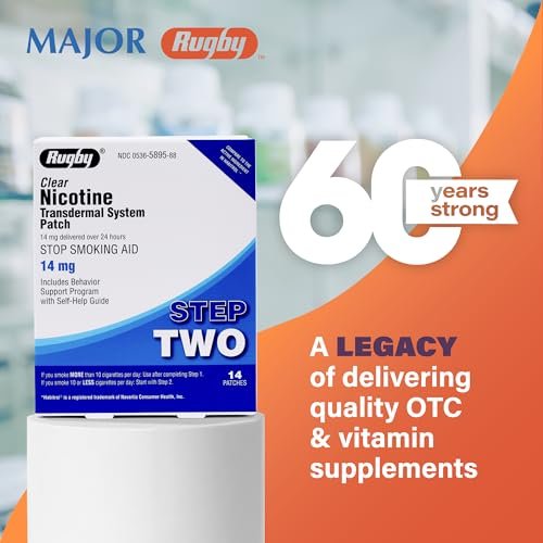 Rugby Clear Nicotine Patches - 14mg – Strength: 14mg nicotine per patch (Step 2) – Image 7