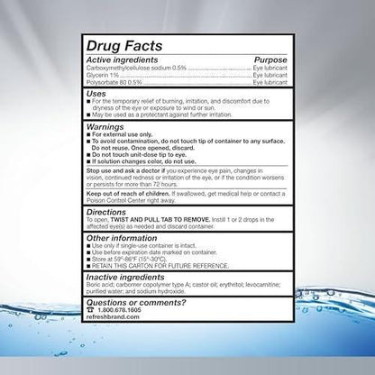 Refresh Optive Advanced Lubricant Eye Drops For Dry Eyes, Preservative-Free, 0.01 Fl Oz Single-Use Containers, 30 Count