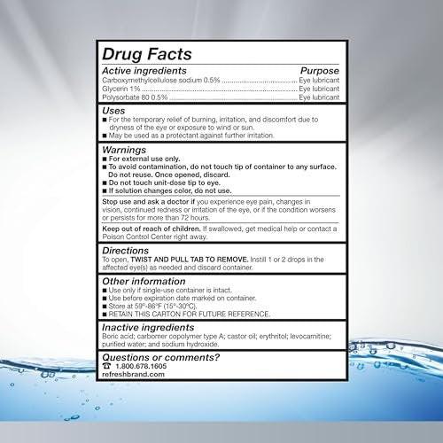 Refresh Optive Advanced Lubricant Eye Drops For Dry Eyes, Preservative-Free, 0.01 Fl Oz Single-Use Containers, 30 Count - görsel 5