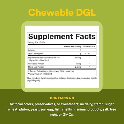 Natural Factors DGL Chewable - Digestive – Chewable Tablets: Easy to take, especially for those who have – Image 2