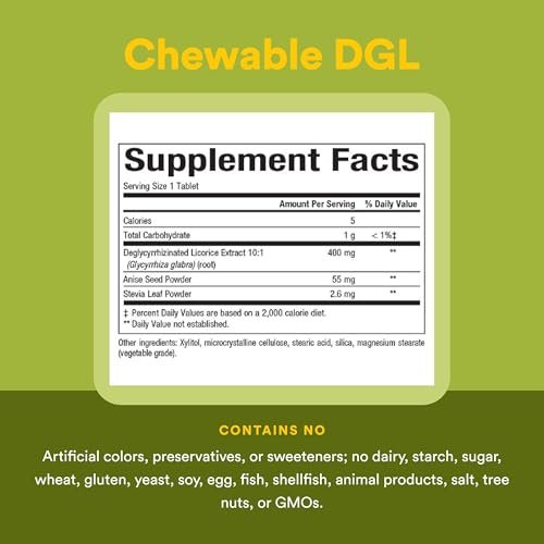 Natural Factors DGL Chewable - Digestive – Non-GMO & Gluten-Free: Made with high-quality ingredients, free from – Image 8