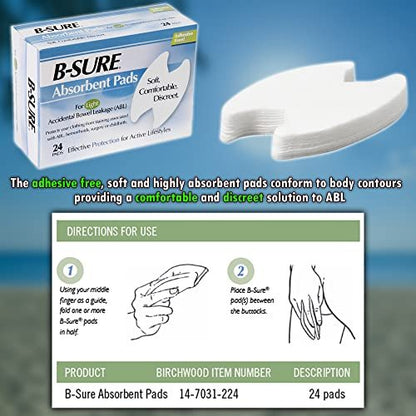 B-Sure Absorbent Pads - Box of 24, White, – Size: One Size – Image 8