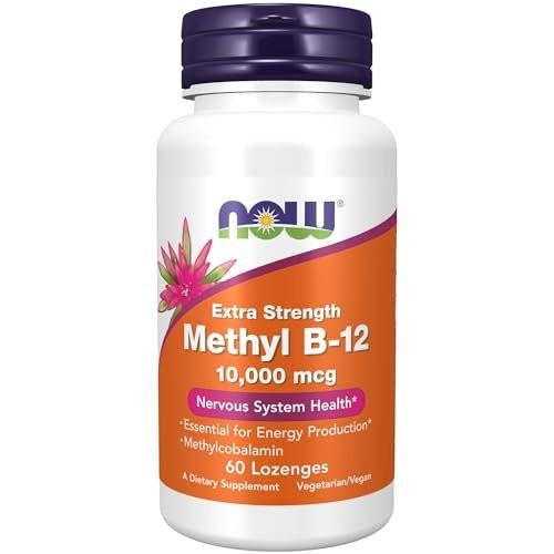 NOW Foods Supplements, Methyl B-12 (Methylcobalamin) 10,000 mcg, Nervous System Health*, 60 Lozenges - görsel 1