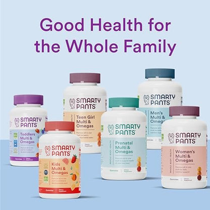 SmartyPants Fiber Supplement & Multivitamin for Men & Women: Multivitamin Fiber Gummies with Vitamin D3, C, Vitamin B12, B6, A, K & Zinc, Omega 3 Fish Oil (EPA/DHA), Biotin, 180 Count (30 Day Supply)