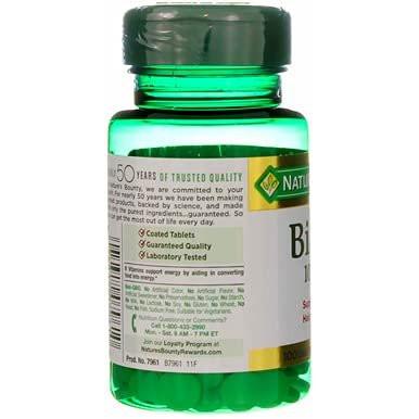 Nature's Bounty Energy Health Biotin Coated Tablets, 1000 mcg, 100 Ct (1 Pack) - görsel 14