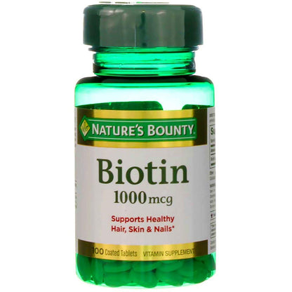 Nature's Bounty Energy Health Biotin Coated Tablets, 1000 mcg, 100 Ct (1 Pack)