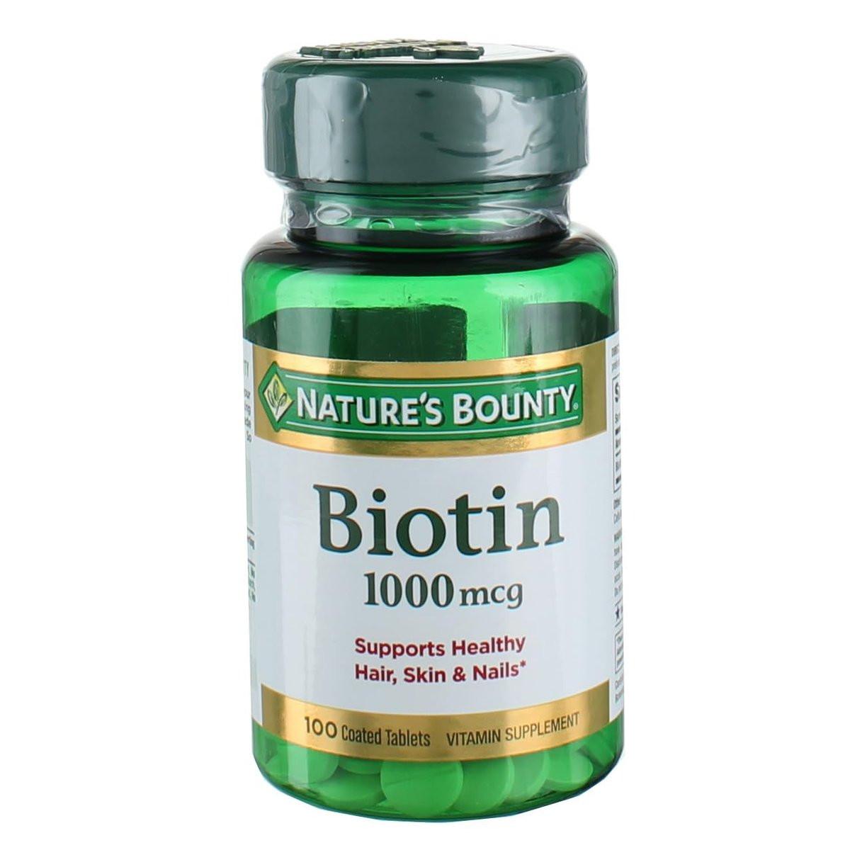 Nature's Bounty Energy Health Biotin Coated Tablets, 1000 mcg, 100 Ct (1 Pack) - görsel 1