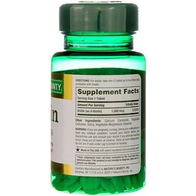 Nature's Bounty Energy Health Biotin Coated Tablets, 1000 mcg, 100 Ct (1 Pack) - görsel 13