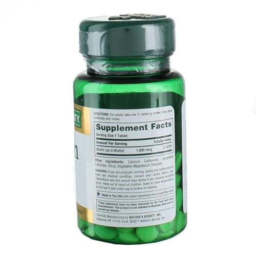 Nature's Bounty Energy Health Biotin Coated Tablets, 1000 mcg, 100 Ct (1 Pack) - görsel 6