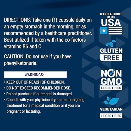 Life Extension D, L-Phenylalanine Capsules, 500 mg – Supports Mood Health, Promotes Neurotransmitter Health – Gluten-Free, Non-GMO, Vegetarian – 100 Capsules - görsel 2