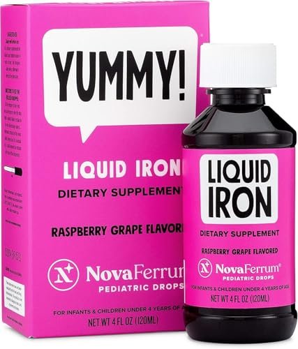 NovaFerrum Yummy | Pediatric Drops Liquid Iron Supplement for Infants and Toddlers | Liquid Iron for Kids | 15mg of Iron Per 1mL Dose | Ages 4 & Under | Gluten Free Certified | Sugar-Free | Raspberry - görsel 2