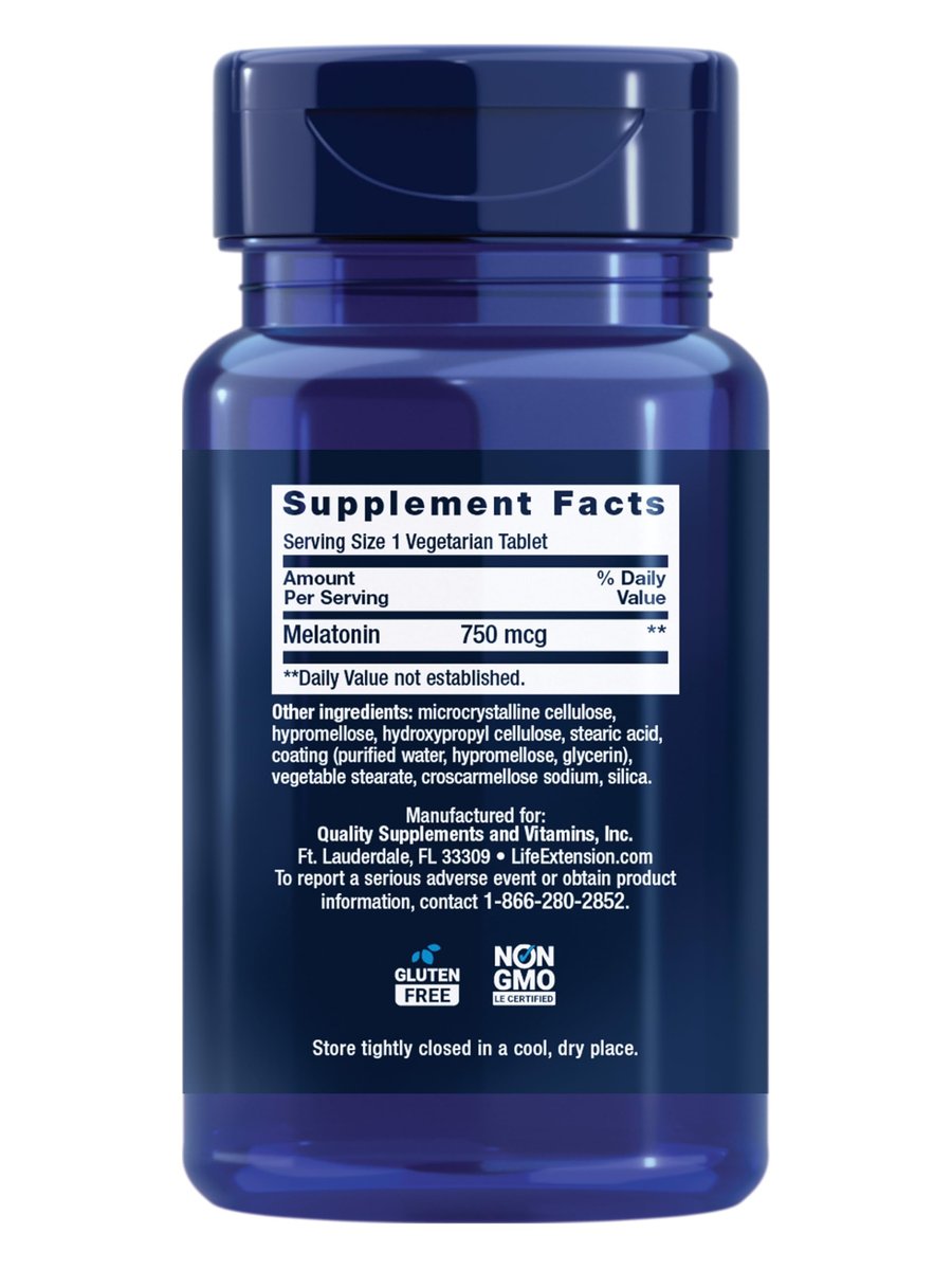 Life Extension Melatonin 6 Hour Timed Release, 750 mcg, Extended-Release Formula for Gentle Sleep Support, Healthy Circadian Rhythms, Cellular Defense, Gluten-Free, Non-GMO, Vegetarian, 60 Tablets - görsel 3