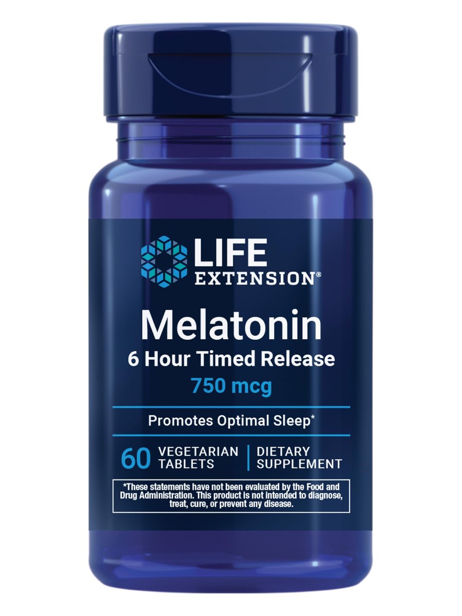 Life Extension Melatonin 6 Hour Timed Release, 750 mcg, Extended-Release Formula for Gentle Sleep Support, Healthy Circadian Rhythms, Cellular Defense, Gluten-Free, Non-GMO, Vegetarian, 60 Tablets - görsel 1