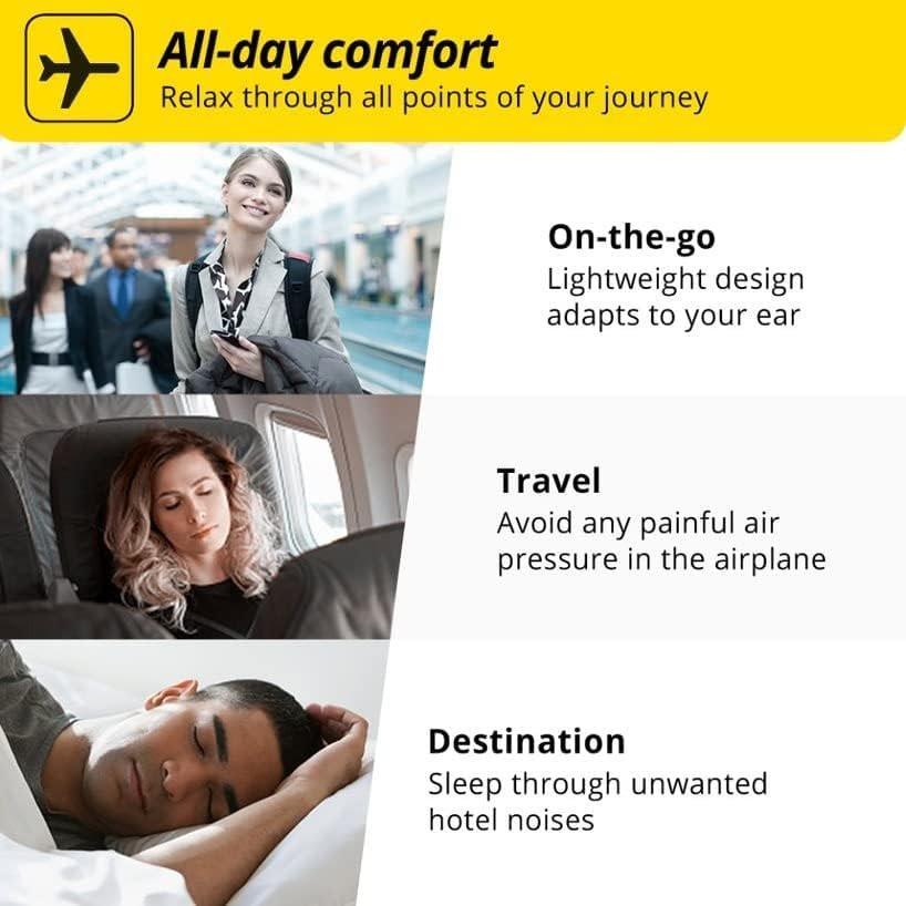 Alpine FlyFit - Earplugs for Pressure Relief & Preventing Ear Pain While Flying - Airplane Travel Essentials - Comfortable Reusable Hypoallergenic Earplugs with Ultra Soft Filter - görsel 8