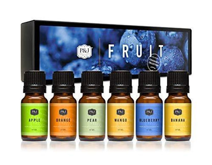 P&J Trading Fragrance Oil Fruit Set | Orange, Mango, Apple, Blueberry, Banana, and Pear Candle Scents for Candle Making, Freshie Scents, Soap Making Supplies, Diffuser Oil Scents