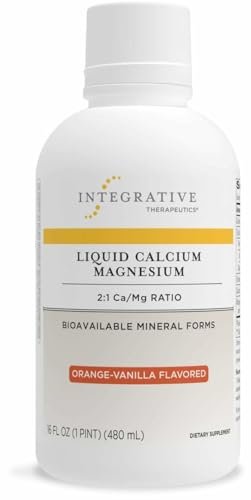 Integrative Therapeutics Liquid Calcium Magnesium 2:1 - Calcium Supplement for Bone Support* - Delicious, Liquid Formula - Does Not Contain Sugar, Gluten or Dairy - Orange Vanilla, 16 oz (32 Servings)