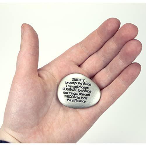 Cathedral Art Serenity Prayer Soothing Stone - Engraved Rock with Inspirational Words, Mindfulness and Meditation Stones for Stress, Worry, and Anxiety, 1-1/2-Inch, Silver - görsel 4