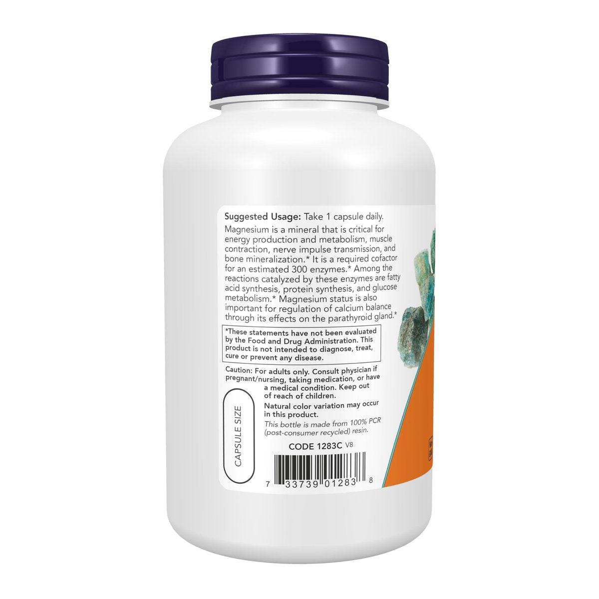 NOW Foods Supplements, Magnesium 400 mg, Enzyme Function*, Nervous System Support*, 180 Veg Capsules - görsel 6