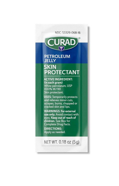 CURAD Petroleum Jelly Skin Protectant, Healing Ointment for Dry Cracked Skin, 144 Count Packets