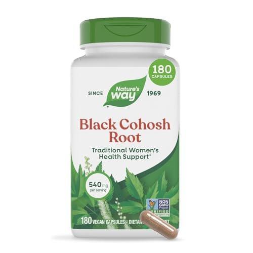 Nature's Way Herbs Black Cohosh Root Capsules, Traditional Women’s Herbal Supplement*, Cimicifuga Racemosa Root, Non-GMO Project Verified, Vegan Capsules, 180 Count - görsel 1
