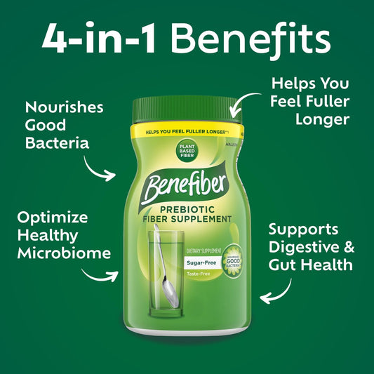 Benefiber Daily Prebiotic GLP-1 Friendly Fiber Supplement Powder for Digestive Health, Unflavored - 250 Teaspoons (17.6 Ounces)