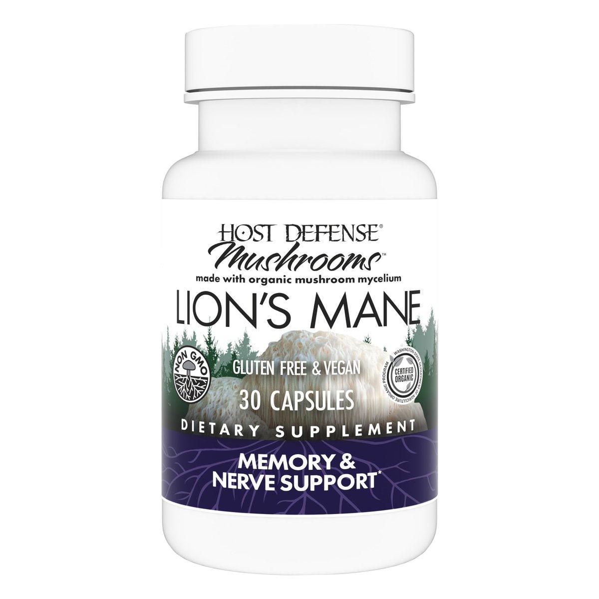 Host Defense Mushrooms Lion's Mane - Brain Health Support Supplement for Focus & Memory Function - Immune & Nervous System Support Supplement - 30 Capsules - görsel 1